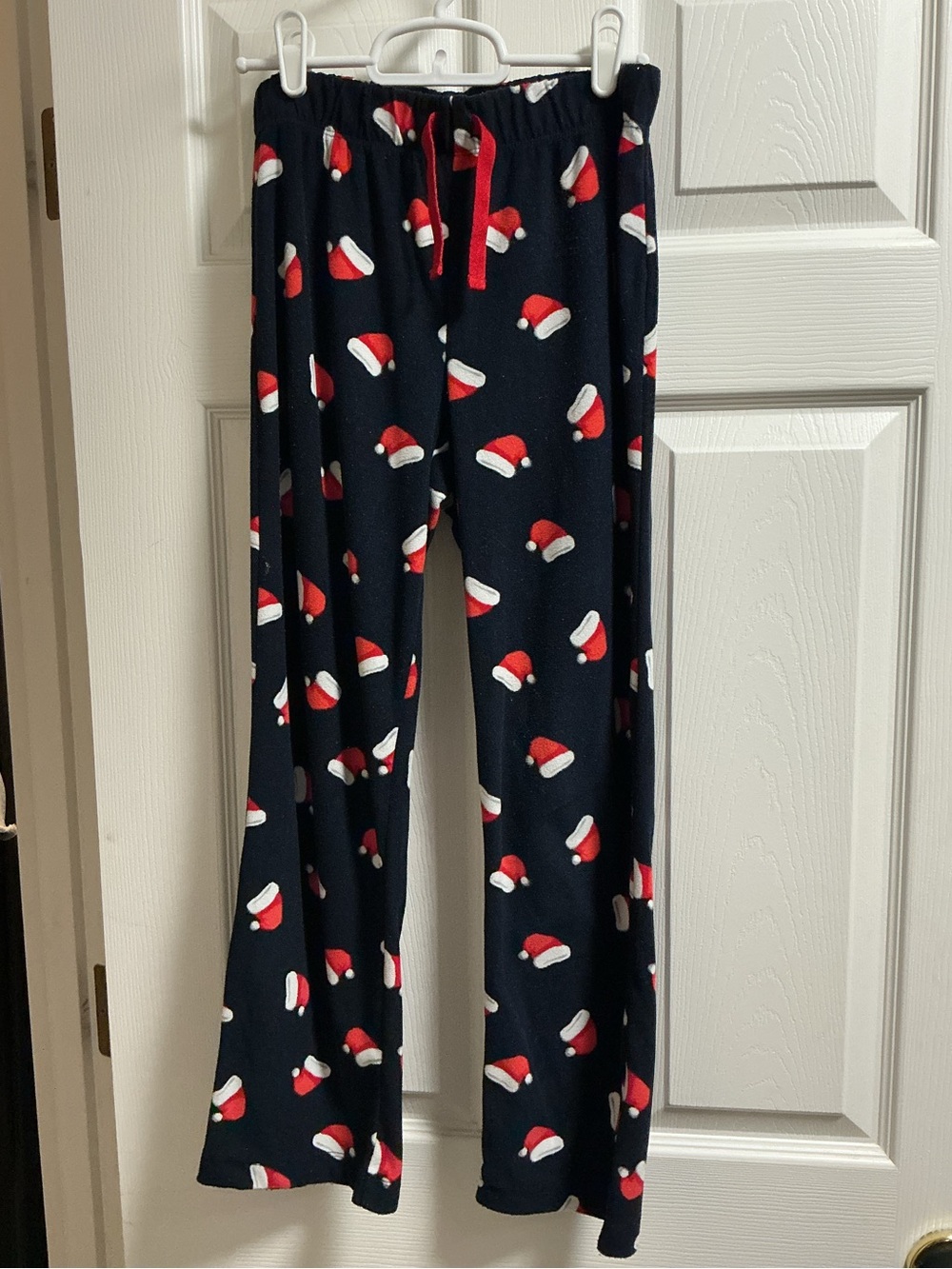 Old Navy Navy Kids Pajama Bottoms with Red Santa Hat Print